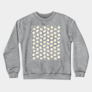 Daisy Ditsy Pattern on Grey with Black Polka Dot Crewneck Sweatshirt